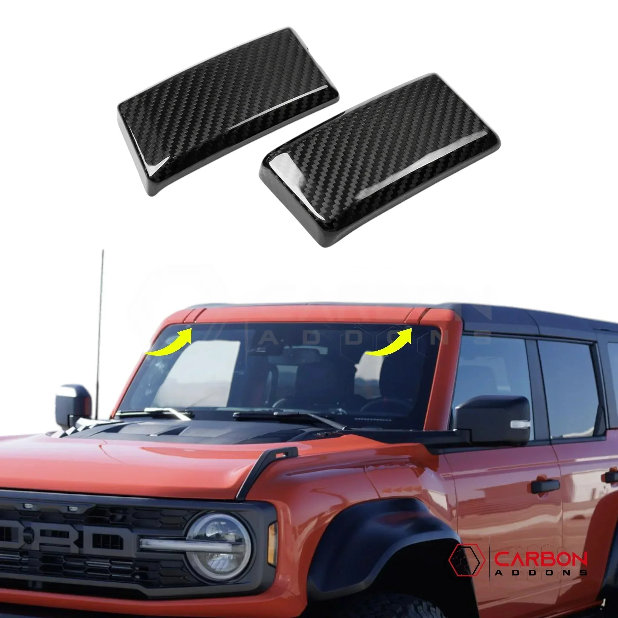 Real Carbon Fiber Front Roof Rack Mount Cover Trim Covers For 2021+ Bronco