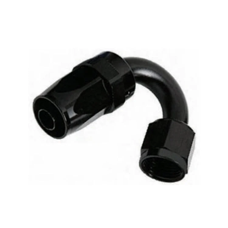 -20AN Female 150° Hose End, Swivel Style, Black Hard Anodized Aluminum