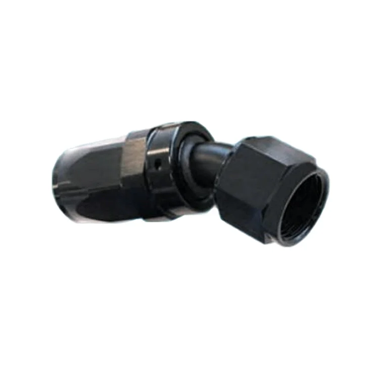 -20AN Female 30° Hose End, Swivel Style, Black Hard Anodized Aluminum