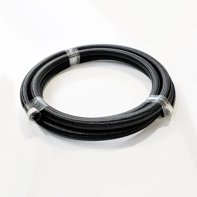 -12AN Black Nylon Braided Flex Hose with Reinforced Rubber Liner - 10 Foot Length