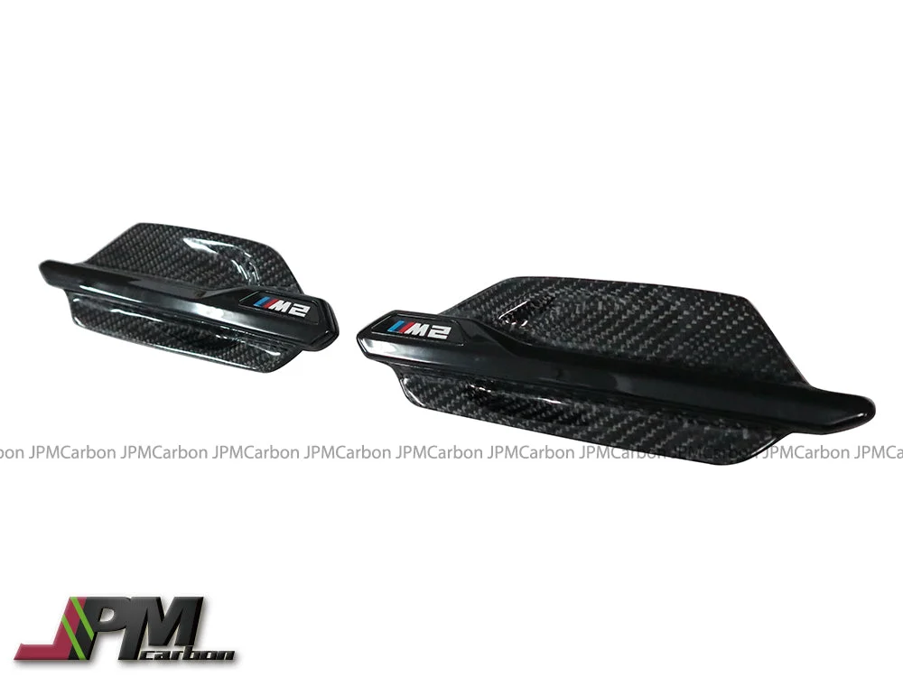 [JPMCarbon] Carbon Fiber Side Fender Replacement Vent Trim Grilles Fits For 2015-2021 BMW F87 M2 Only
