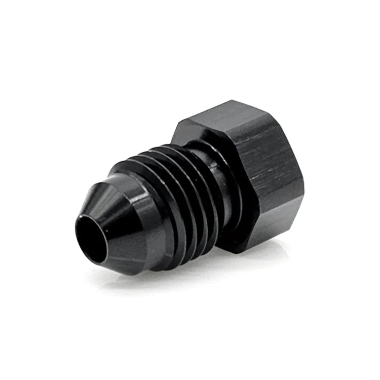 -8AN AN Flare Hex Plug, 6061 Aluminum, Black Hard Anodized