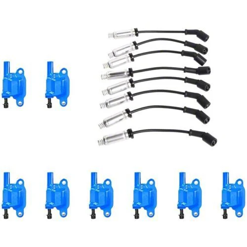 ACEON Ignition Coils with Spark Plug Wires; Blue (10-21 6.2L Camaro)