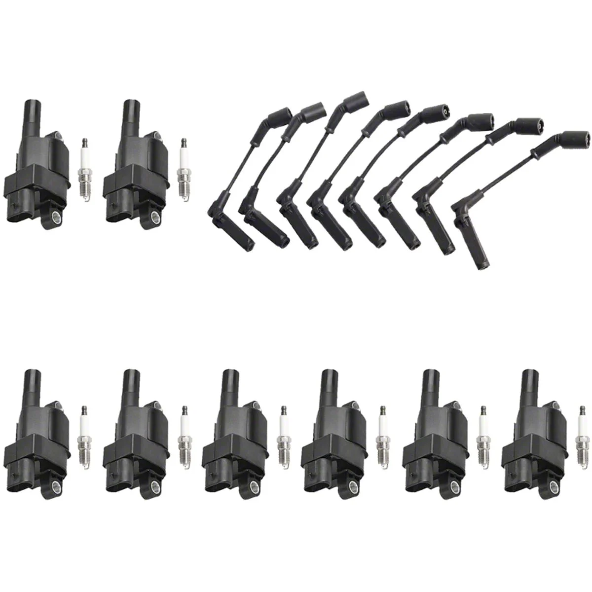 ACEON Ignition Coils with Spark Plugs and Wires; Black (10-15 Camaro SS)