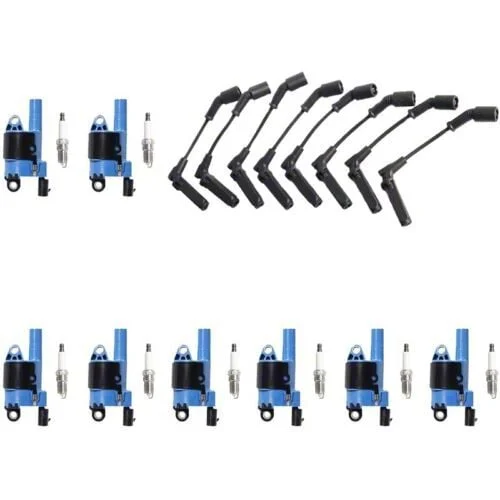 ACEON Ignition Coils with Spark Plugs and Wires; Blue (10-15 Camaro SS)