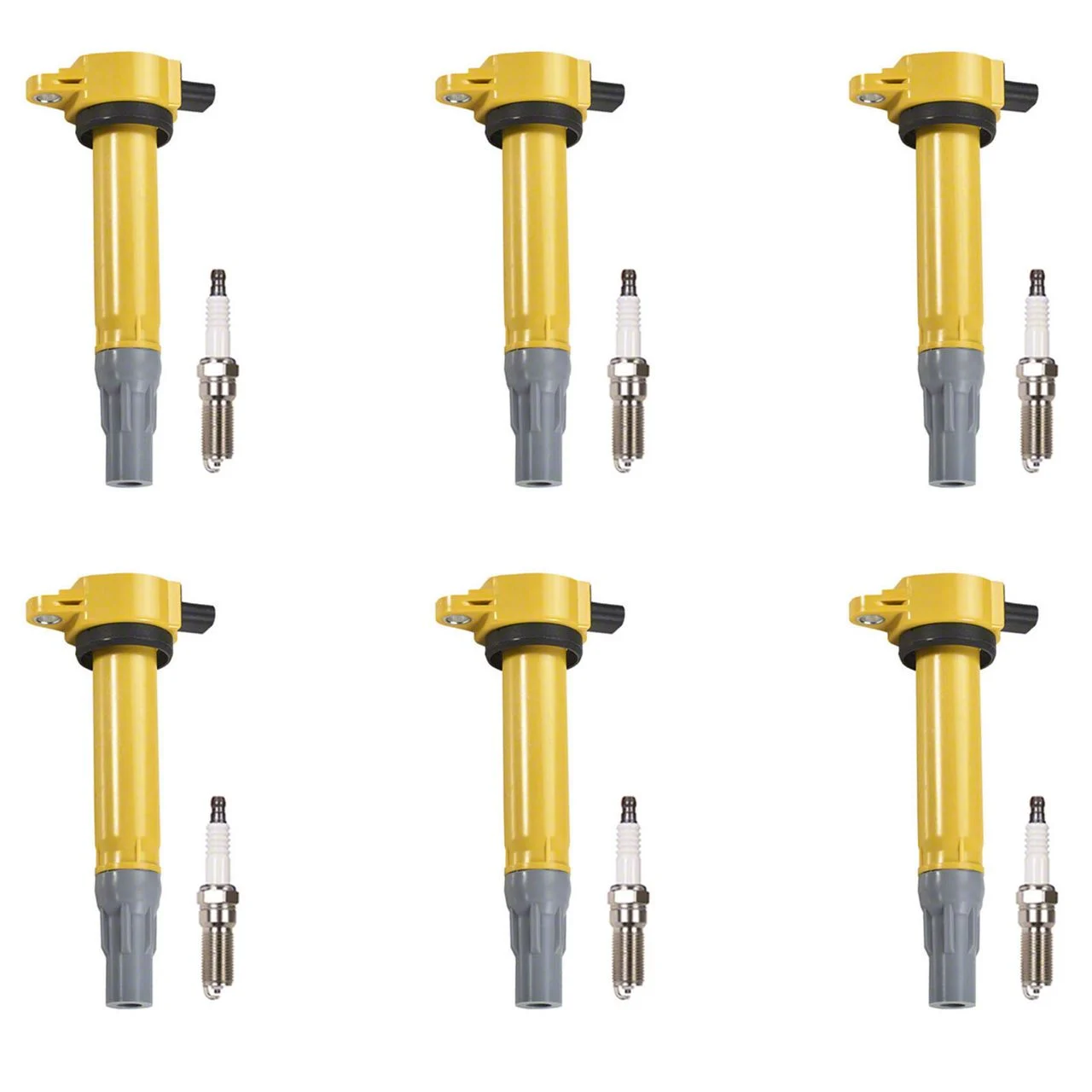 ACEON Ignition Coils with Spark Plugs; Yellow (06-10 2.7L Charger)