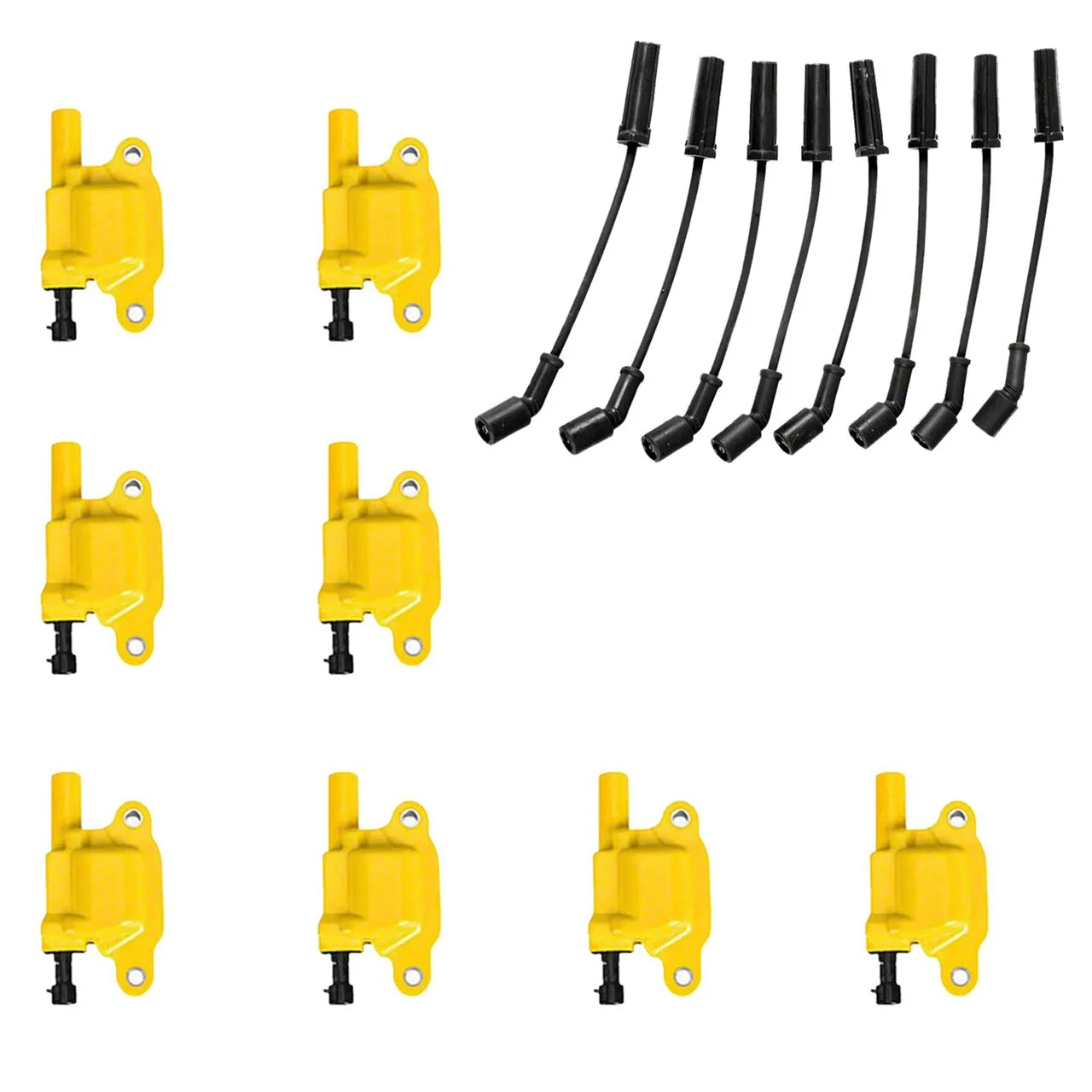 ACEON Ignition Coils with Spark Plug Wires; Yellow (05-19 Corvette C6 & C7)