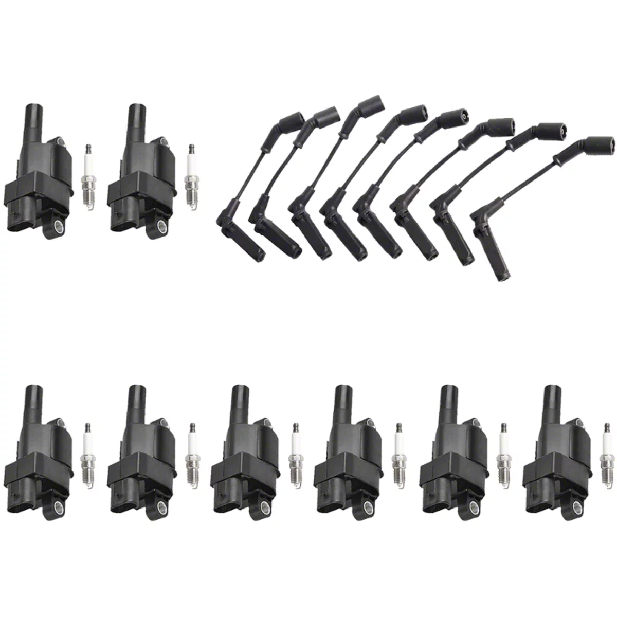 ACEON Ignition Coils with Spark Plugs and Wires; Black (06-13 Corvette C6, Excluding Z06 & ZR1)