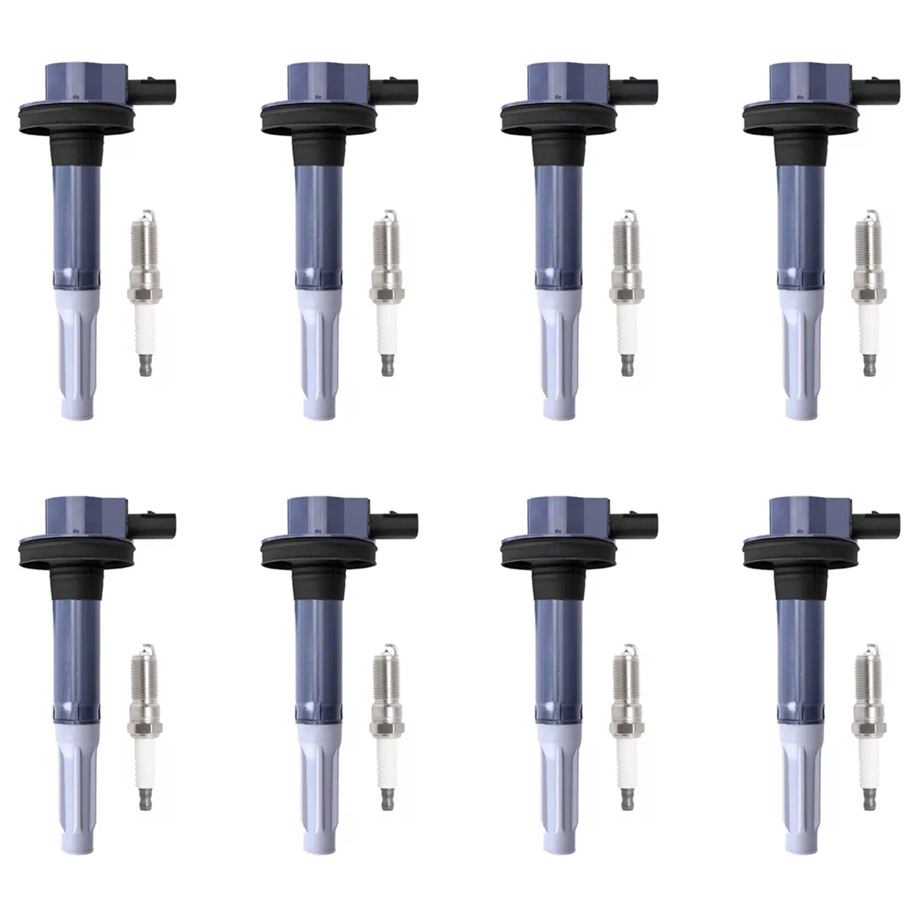 ACEON Ignition Coils with Spark Plugs; Black (11-15 Mustang GT)