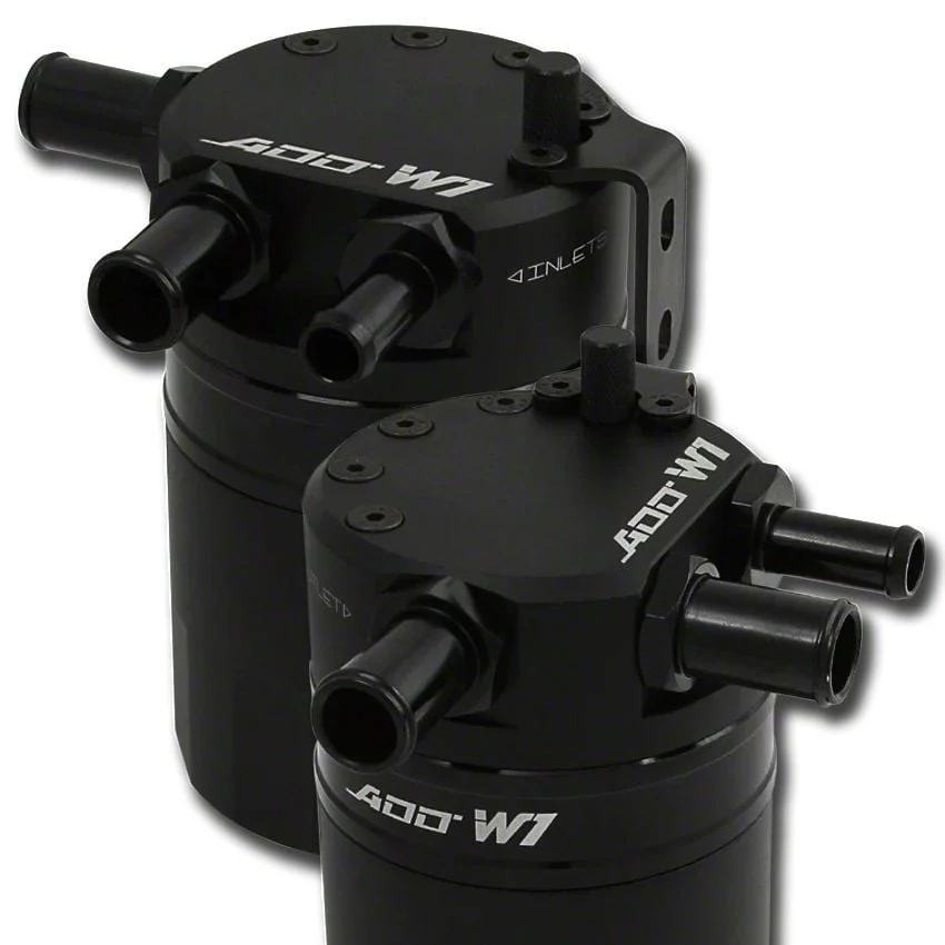 ADD W1 Baffled Oil Catch Can Kit V3; Black Ring (11-14 Mustang V6)