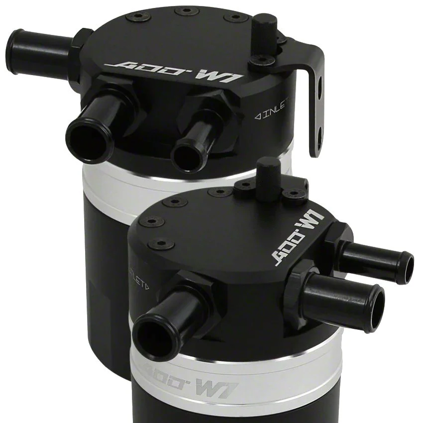 ADD W1 Baffled Oil Catch Can Kit V3; Silver Ring (15-17 Mustang GT)