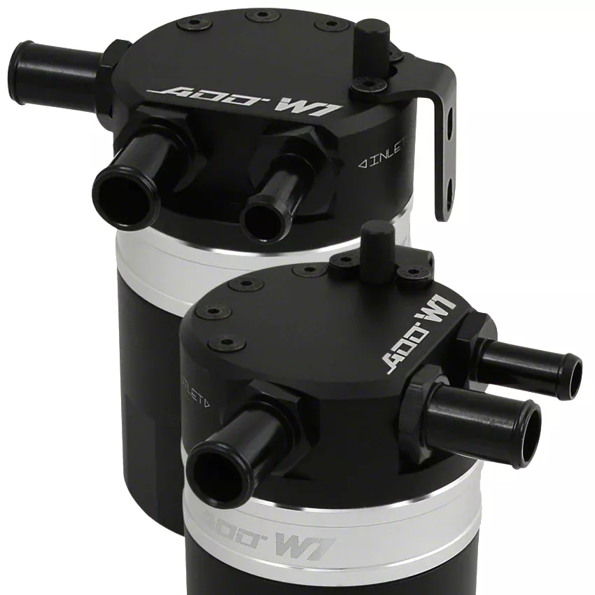 ADD W1 Baffled Oil Catch Can Kit V3; Silver Ring (11-14 Mustang V6)