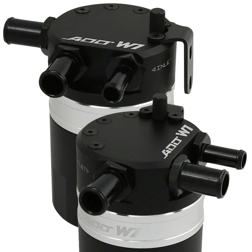 ADD W1 Baffled Oil Catch Can Kit V3.3; Silver Ring (15-17 Mustang GT)