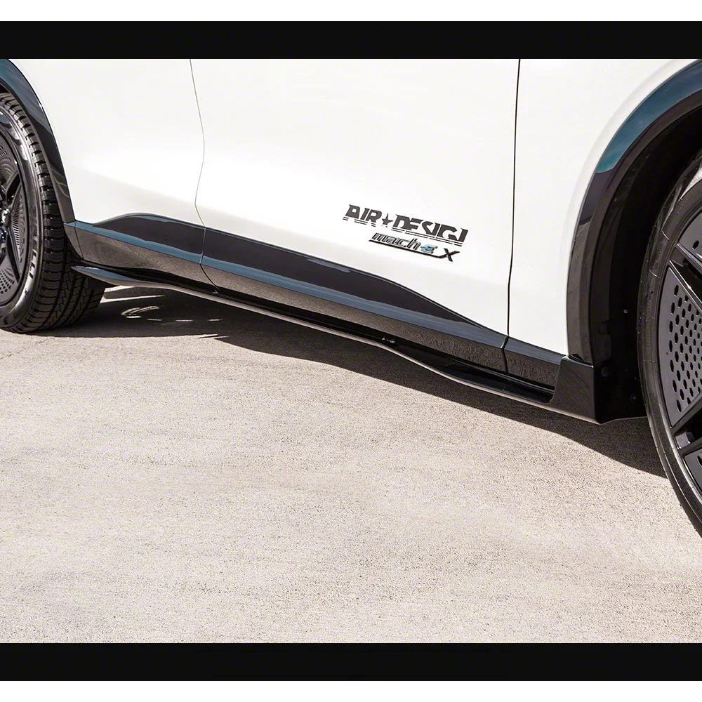 Air Design Side Skirts; Gloss Black (21-26 Mustang Mach-E)