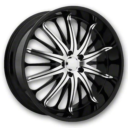 Akuza Belle Gloss Black Machined Wheel; 22x8.5; 35mm Offset (08-23 RWD Challenger, Excluding Widebody)