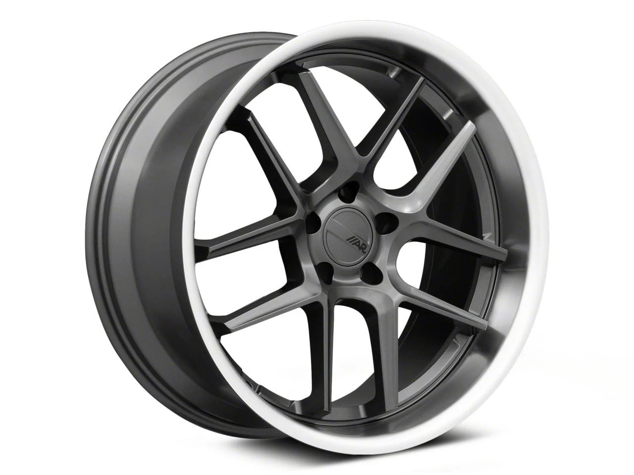 American Racing Bishop Matte Gunmetal with Machined Lip Wheel; 20x9.5; 15mm Offset (06-10 RWD Charger)