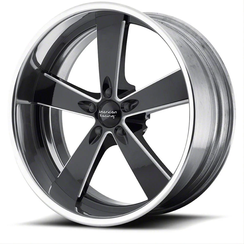 American Racing Burnout Two-Piece Gloss Black Milled Wheel; 20x8.5; 16mm Offset (08-23 RWD Challenger, Excluding Widebody)