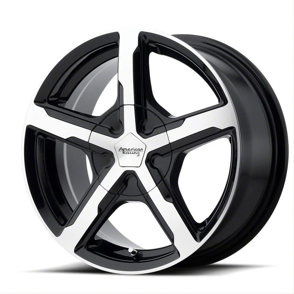 American Racing Trigger Gloss Black Machined Wheel; 18x8; 15mm Offset (08-23 RWD Challenger, Excluding Widebody)