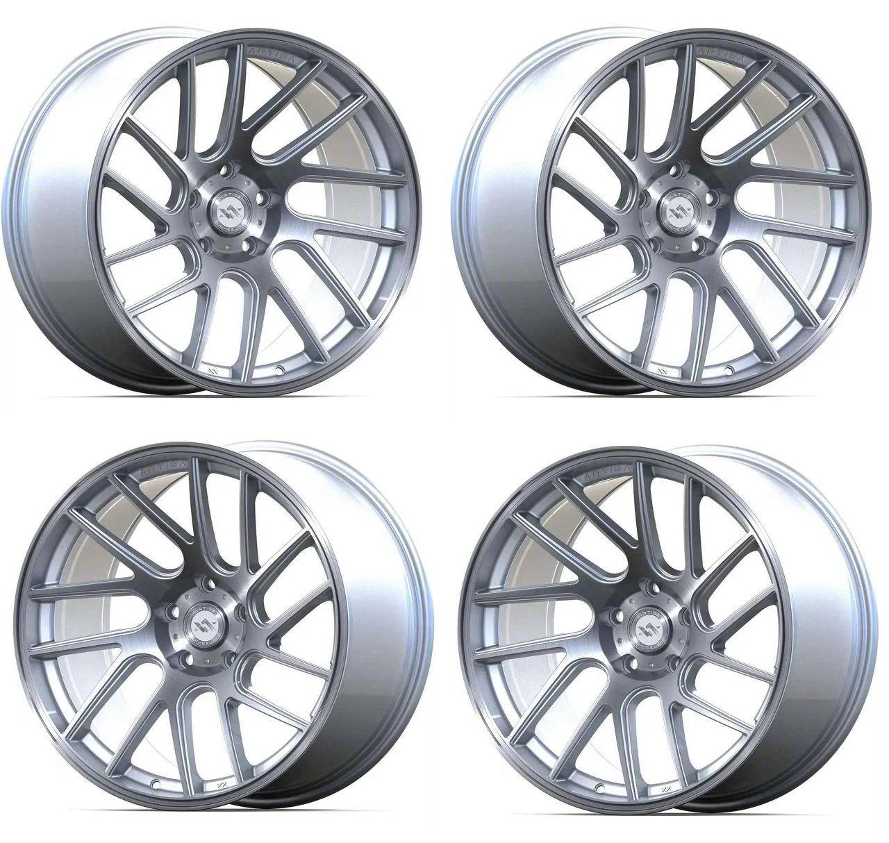 Anovia Wheels Elder Brushed Silver 4-Wheel Kit; 18x9.5; 35mm Offset (05-09 Mustang GT, V6)