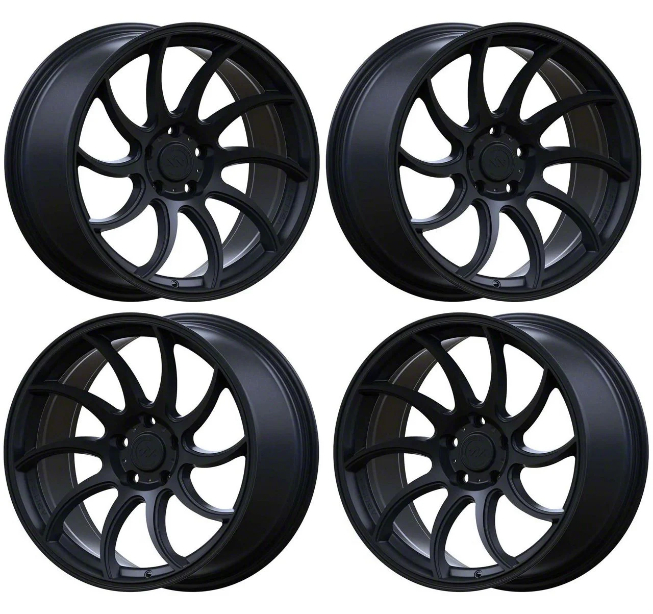 Anovia Wheels Night Raven Satin Black 4-Wheel Kit; 18x9.5; 35mm Offset (05-09 Mustang GT, V6)