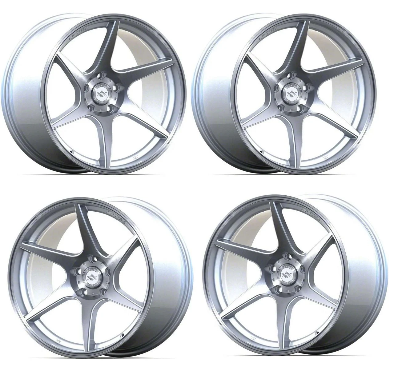 Anovia Wheels Titan Brushed Silver 4-Wheel Kit; 18x8.5; 35mm Offset (05-09 Mustang GT, V6)
