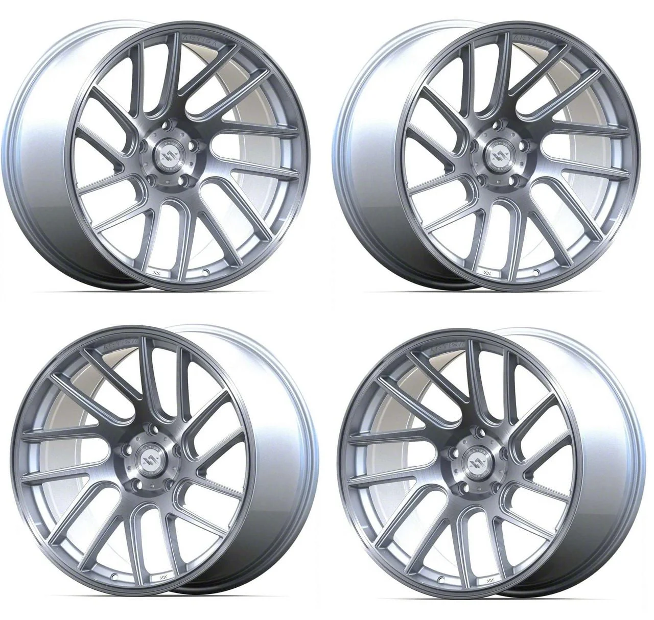 Anovia Wheels Elder Brushed Silver 4-Wheel Kit; 18x9.5; 35mm Offset (10-14 Mustang GT w/o Performance Pack, V6)