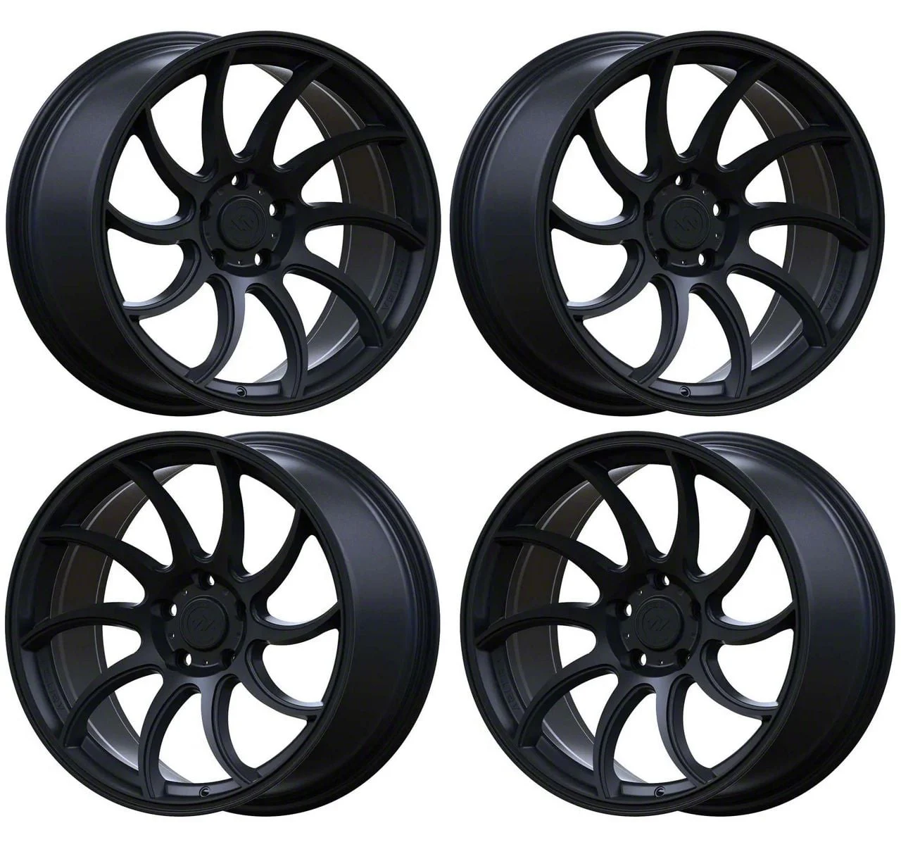 Anovia Wheels Night Raven Satin Black 4-Wheel Kit; 18x8.5; 35mm Offset (10-14 Mustang GT w/o Performance Pack, V6)