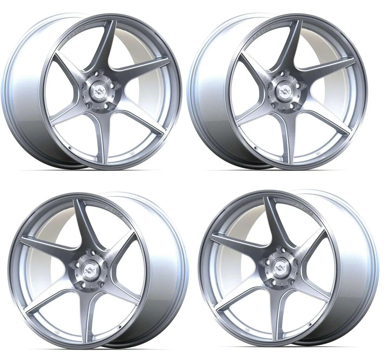 Anovia Wheels Titan Brushed Silver 4-Wheel Kit; 18x9.5; 35mm Offset (10-14 Mustang GT w/o Performance Pack, V6)