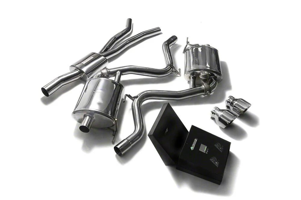 Armytrix Valvetronic Cat-Back Exhaust System with Chrome Silver Tips (15-23 Mustang EcoBoost Fastback w/o Active Exhaust)