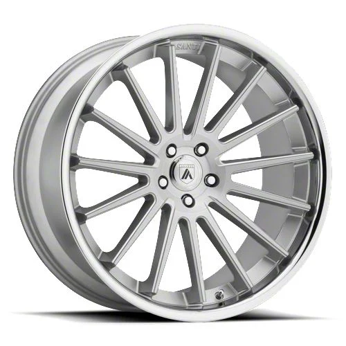 Asanti Beta Brushed Silver with Chrome Lip Wheel; 22x9; 15mm Offset (08-23 RWD Challenger, Excluding Widebody)