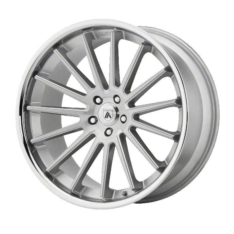 Asanti Beta Brushed Silver with Chrome Lip Wheel; Rear Only; 22x10.5; 25mm Offset (08-23 RWD Challenger, Excluding Widebody)