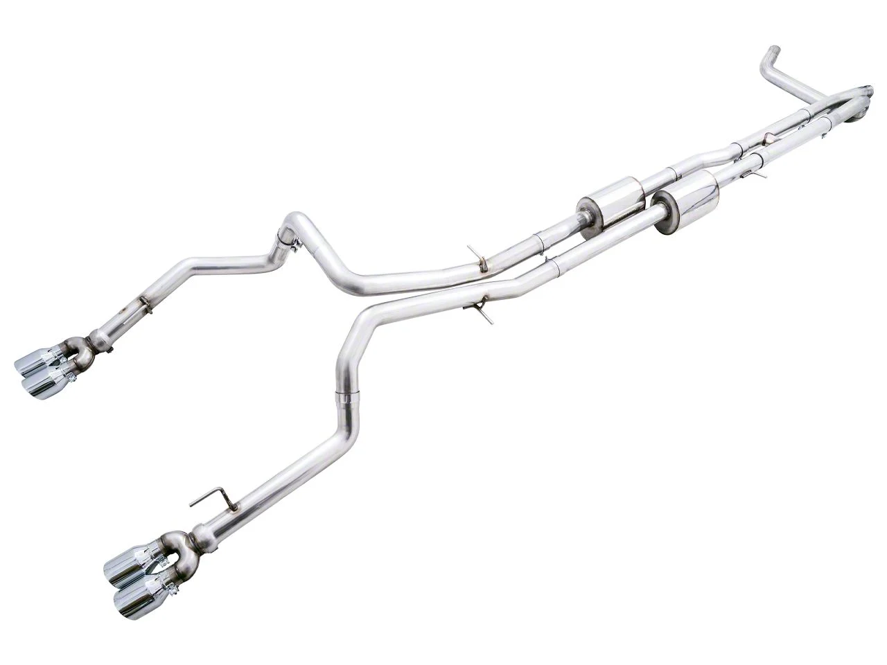 AWE 0FG Dual Exhaust System with Chrome Silver Tips; Rear Exit (22-26 Sierra 1500 AT4X)