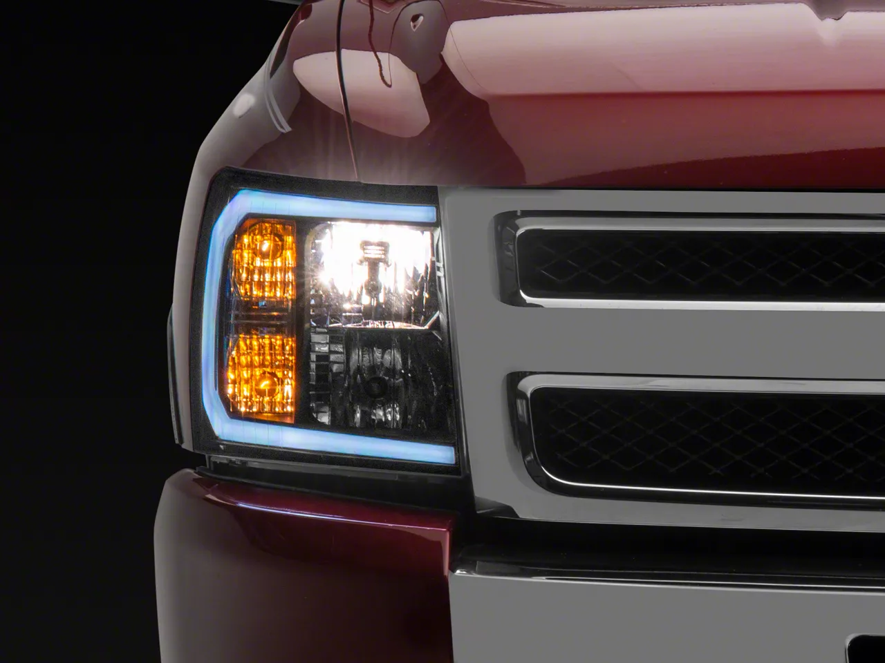Raxiom Axial Series Headlights with LED Bar; Black Housing; Clear Lens (07-13 Silverado 1500)