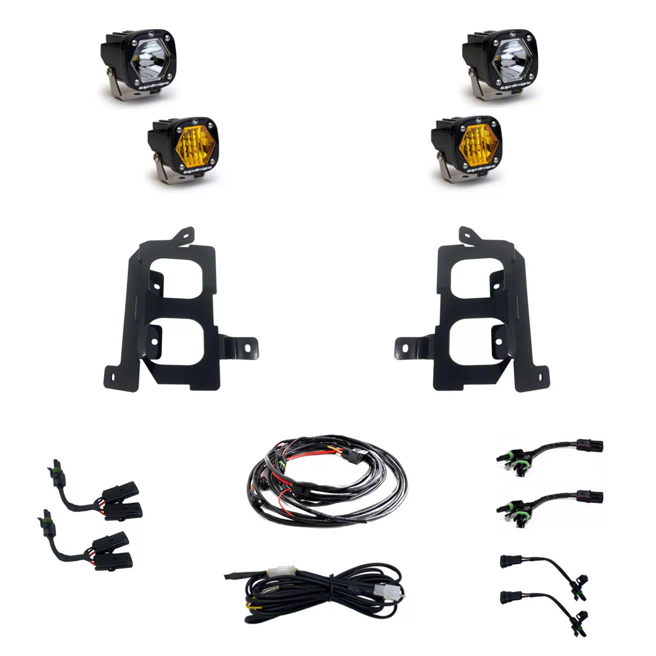 Baja Designs S1 Dual LED Fog Light Pocket Kit; Amber and Clear (19-21 Sierra 1500; 2022 Sierra Limited)