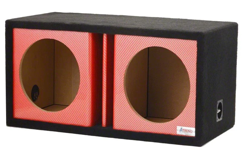 10-Inch Dual Vented Subwoofer Enclosure; Red Carbon Fiber (Universal; Some Adaptation May Be Required)