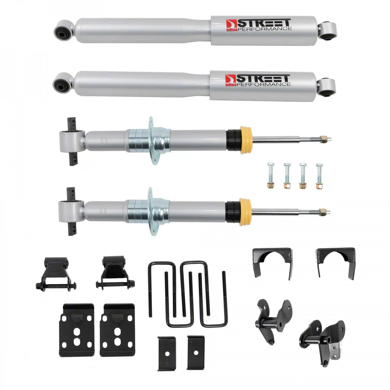 Belltech Lowering Kit with Street Performance Struts and Shocks; 1 to 3.50-Inch Rear / 5.50-Inch Rear (21-26 4WD F-150, Excluding Raptor)