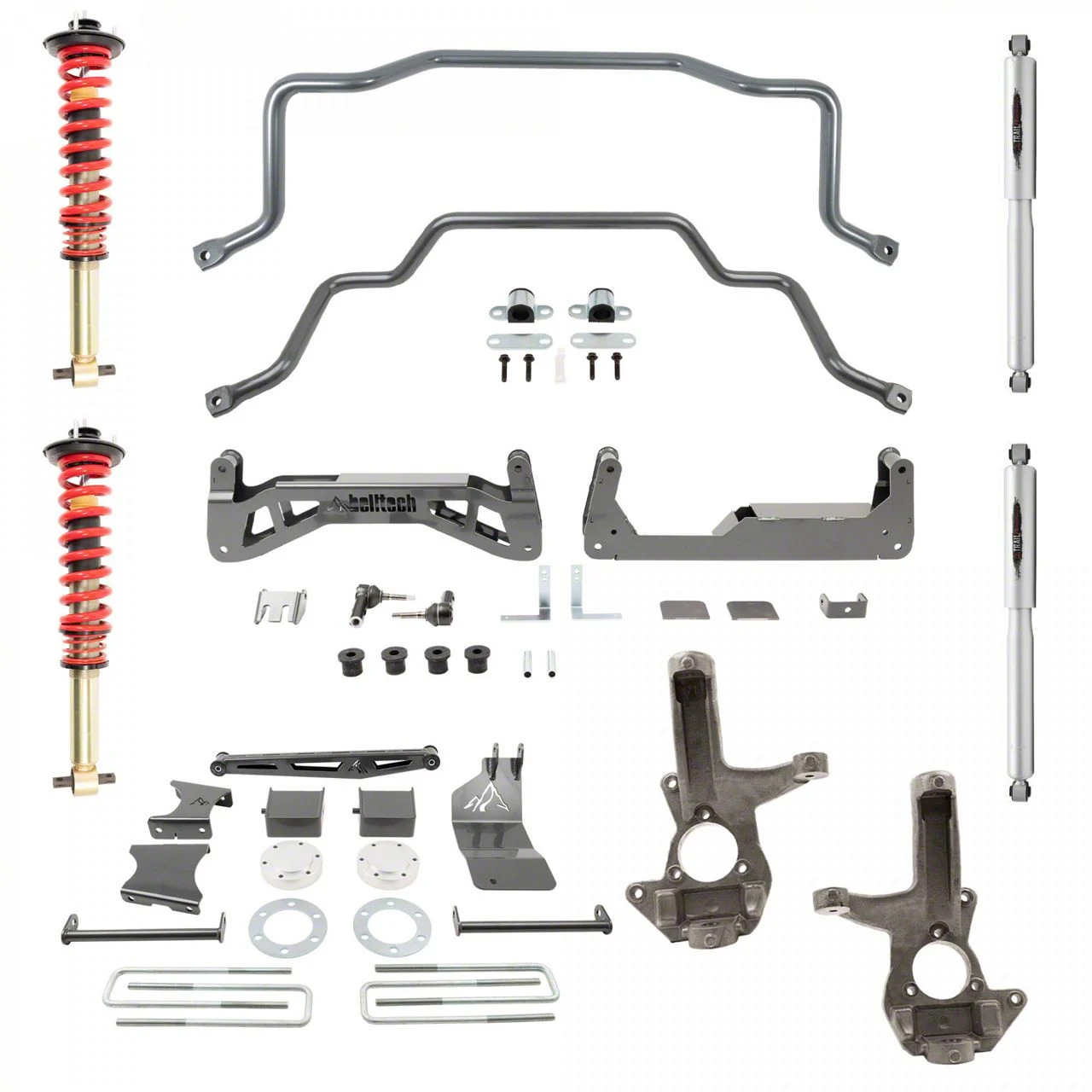 Belltech 7 to 9-Inch Suspension Lift Kit with Sway Bar, Trail Performance Coil-Overs and Shocks (16-18 Sierra 1500 Double Cab, Crew Cab w/ Stock Cast Aluminum or Stamped Steel Control Arms, Excluding Denali)