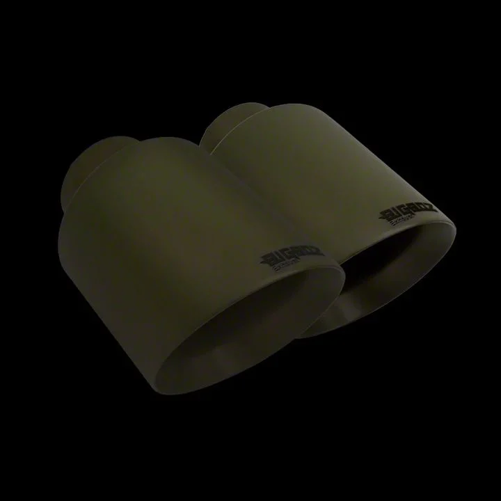 Bigboz Exhaust Bolt-On Exhaust Tips; 5-Inch; Flat Green (15-23 V8 HEMI Charger)