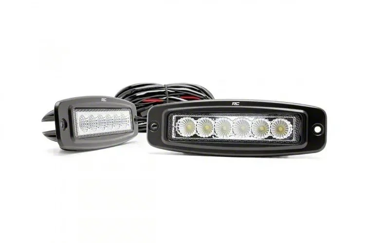 BMC Lights 2.50-Inch Hitch Bar Lighting Kit with Rough Country 7-Inch Chrome Series Lights; Flood Beam (11-16 F-250 Super Duty)