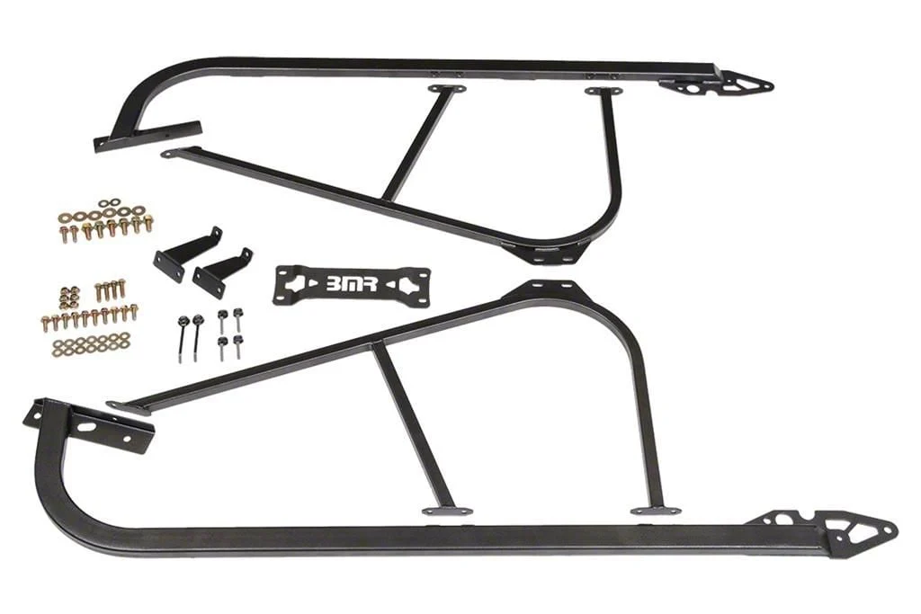 BMR Bolt-On Subframe Connectors; Black Hammertone (08-23 Challenger)
