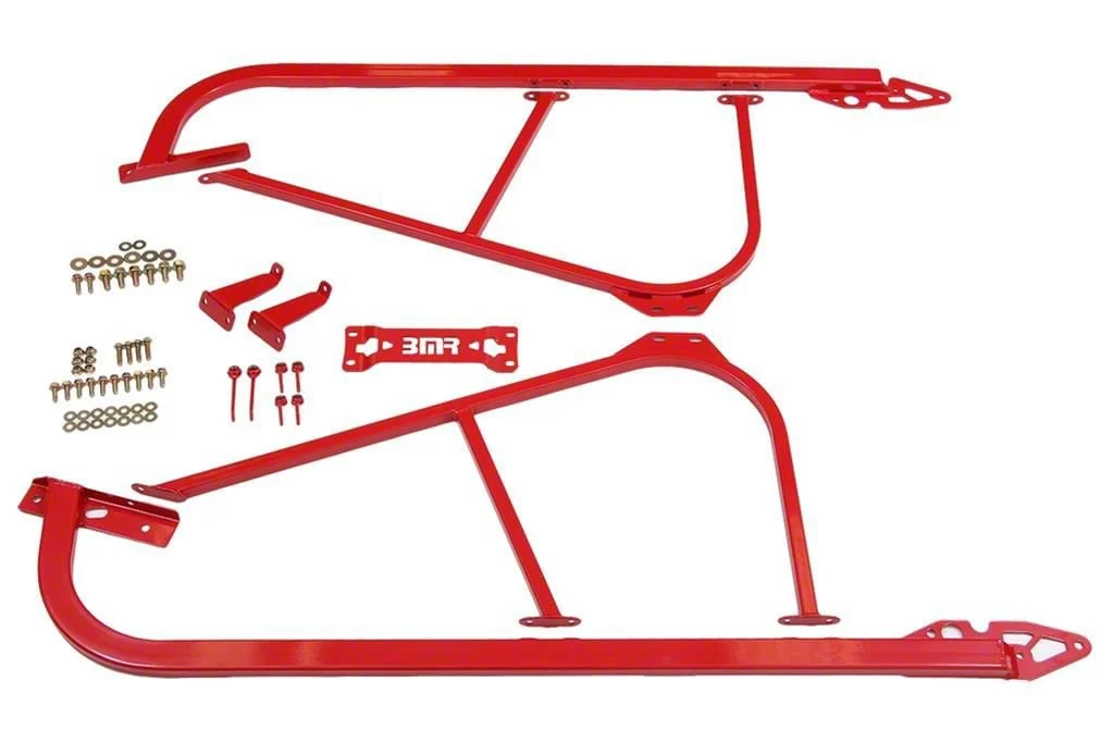 BMR Bolt-On Subframe Connectors; Red (08-23 Challenger)