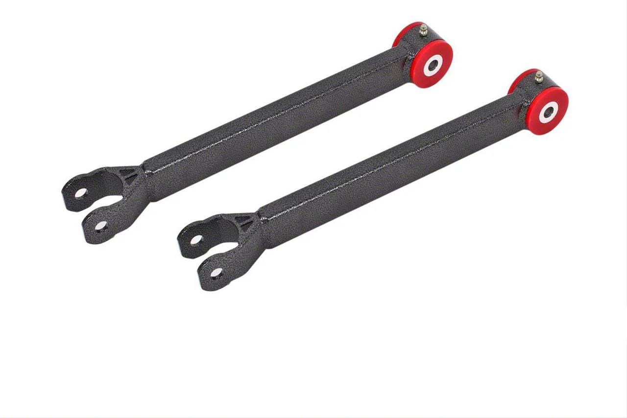 BMR Non-Adjustable Rear Lower Trailing Arms; Polyurethane Bushings; Black Hammertone (08-23 Challenger)