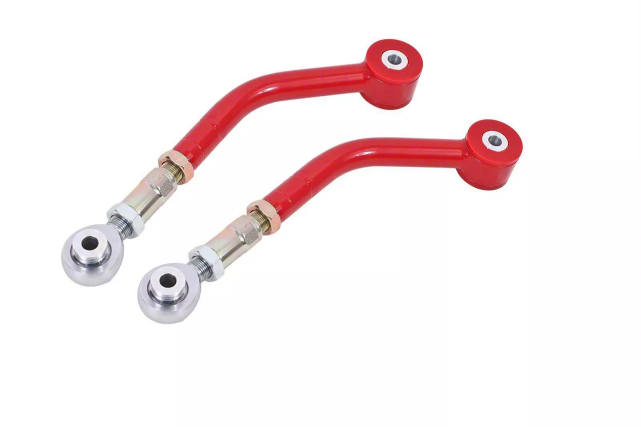 BMR On-Car Adjustable Upper Control Arms; Polyurethane/Rod End Combo; Red (08-23 Challenger)