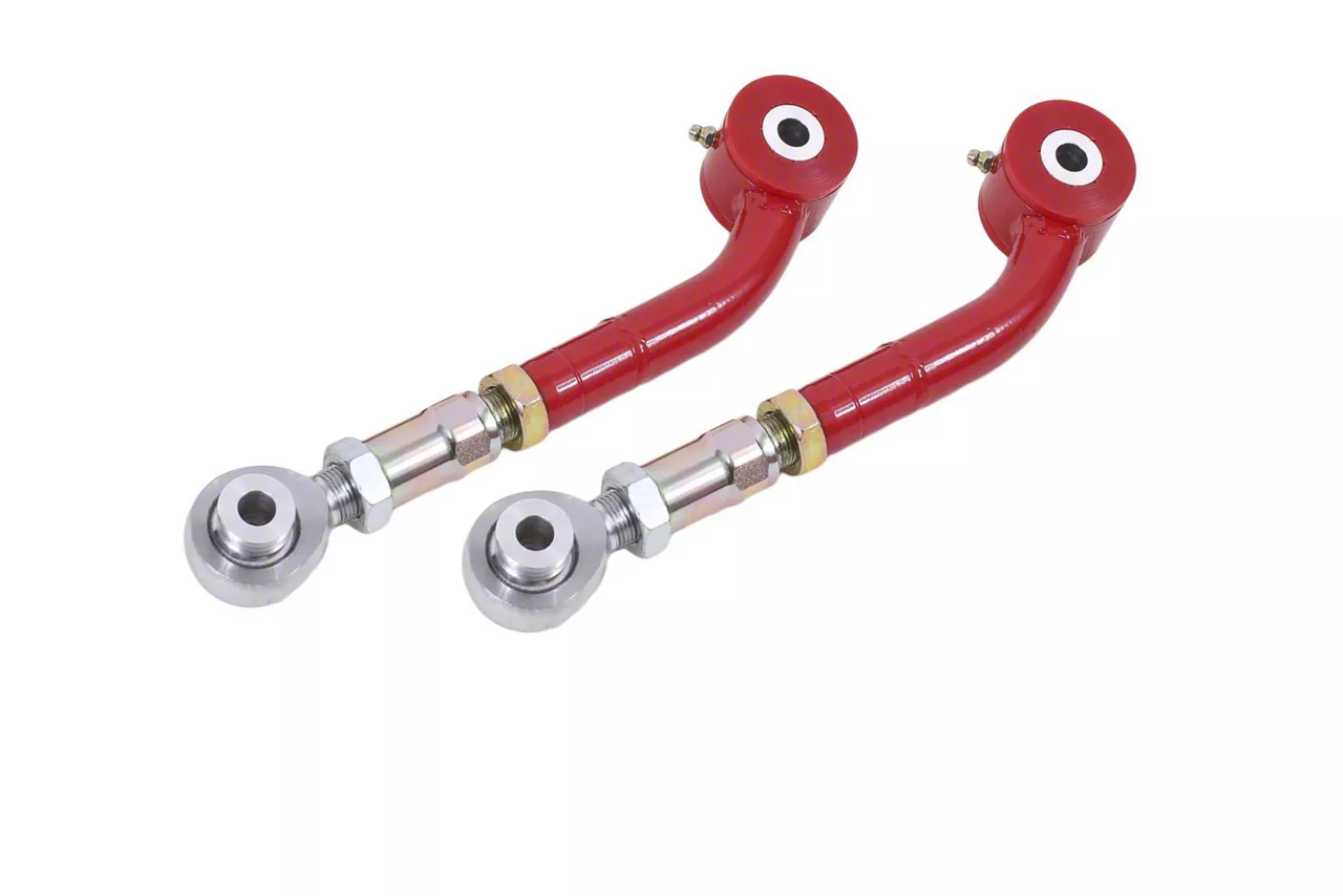 BMR On-Car Adjustable Upper Trailing Arms; Polyurethane/Rod End Combo; Red (08-23 Challenger)