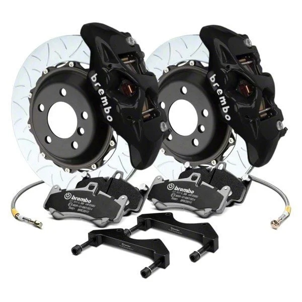 Brembo GT Series 4-Piston Rear Big Brake Kit with 15-Inch 2-Piece Type 3 Slotted Rotors; Black Calipers (15-23 Mustang GT, EcoBoost, V6)