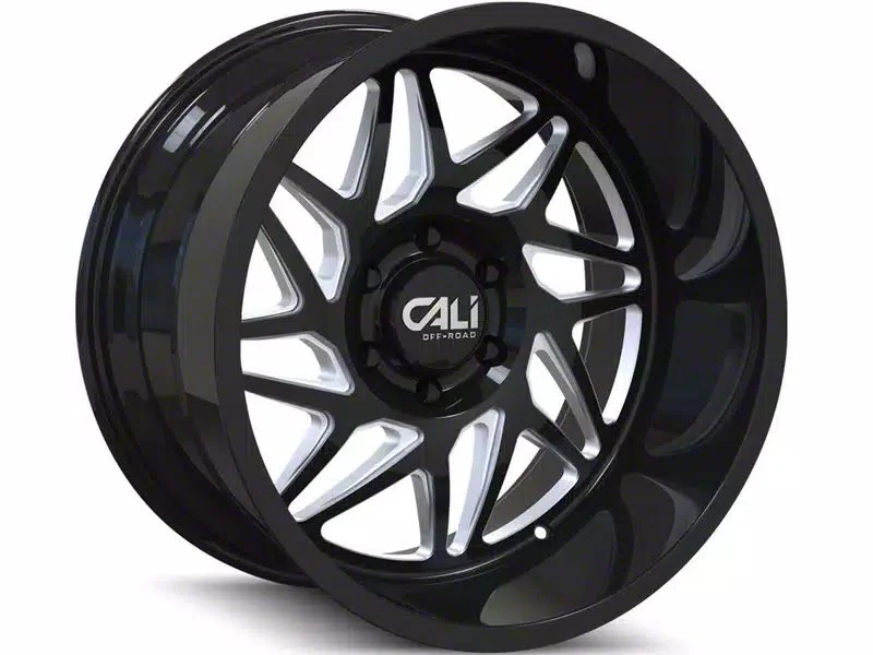 Cali Off-Road Gemini Gloss Black Milled 6-Lug Wheel; 20x10; -25mm Offset (14-18 Sierra 1500)