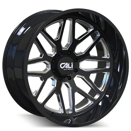 Cali Off-Road Invader Gloss Black Milled 6-Lug Wheel; 20x10; -25mm Offset (14-18 Silverado 1500)