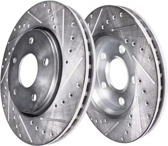 Drilled and Slotted Rotors; Front Pair (10-15 Camaro LS, LT)