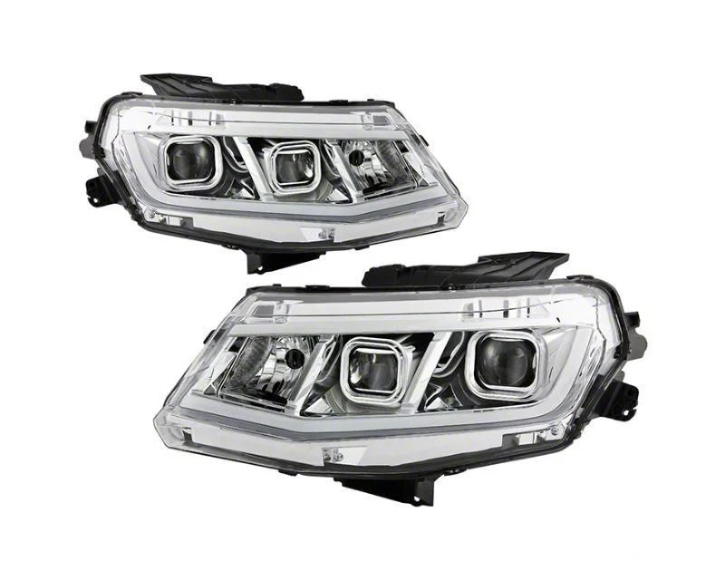 Full LED Headlights; Chrome Housing; Clear Lens (16-18 Camaro w/ Factory Halogen Headlights)