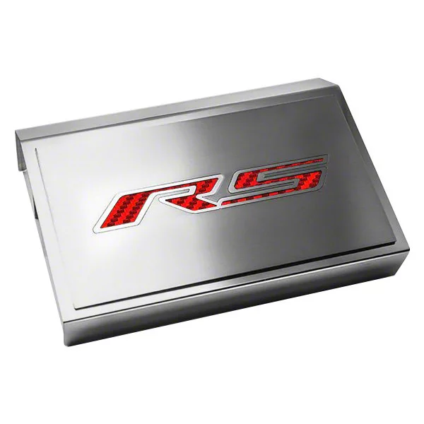 Polished Fuse Box Cover with Brushed RS Top Plate; Red (16-24 Camaro LT w/ RS Package)